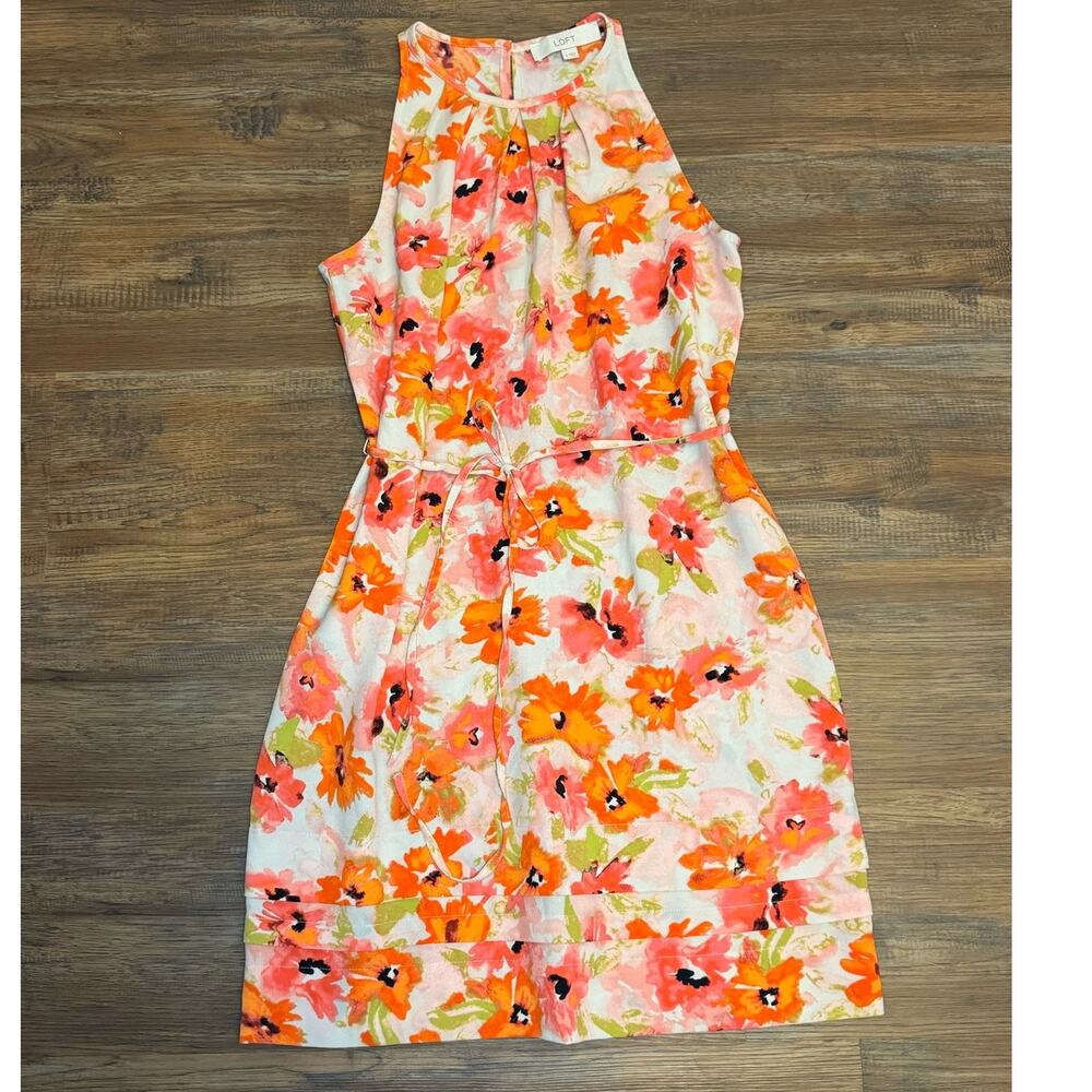 Ann Taylor Loft Shift Dress Size 2 Orange and Pink A line Dress knee length